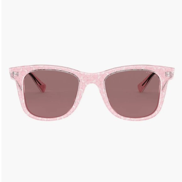 Coach Flower Glitter Pink Transparent Women's Designer Sunglasses - Picture 1 of 12